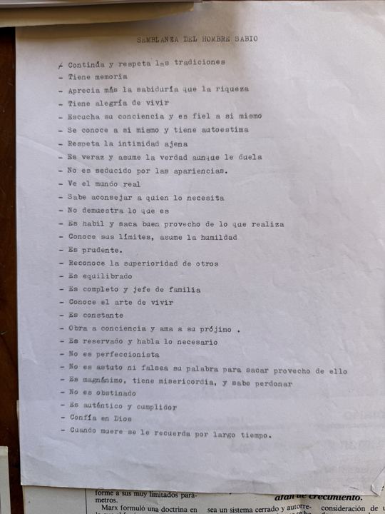 Semblanza del hombre sabio, escrita en su máquina de escribir