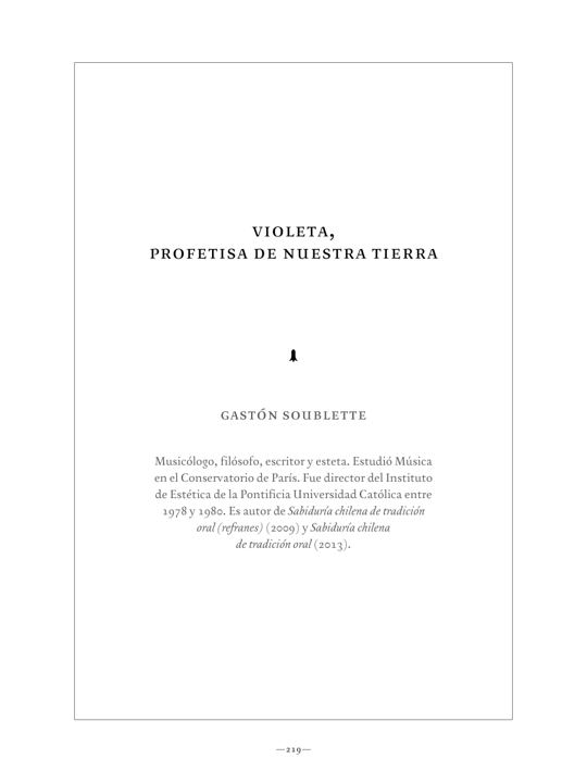 Violeta, profetisa de nuestra tierra